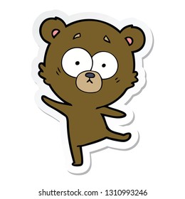 sticker of a worried bear cartoon