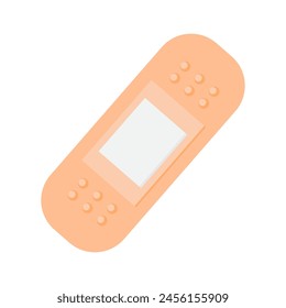 Sticker for wound treatment icon. Adhesive plaster, medical stroked cartoon element for modern and retro design. Simple color vector pictogram isolated on white background