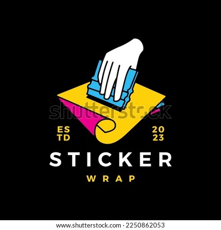 sticker wrap hand service logo vector icon illustration
