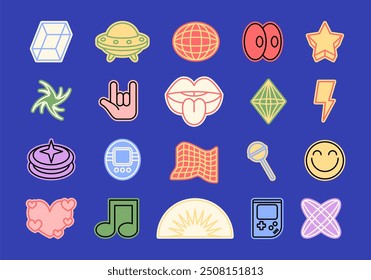 Sticker Y2K Retro Element Set
