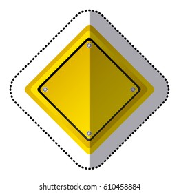sticker yellow diamond shape traffic sign icon vector illustration