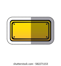 sticker yellow rectangle warning traffic sign vector illustration