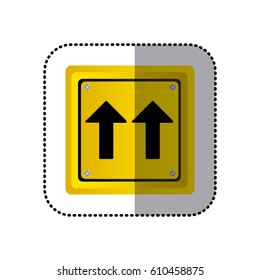sticker yellow square shape frame same direction arrow road traffic sign vector illustration