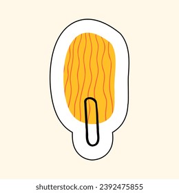 Sticker Yellow Tree On A Beige Background, Sketch for printing on children's products, posters, fabric, wallpaper. Vector illustration