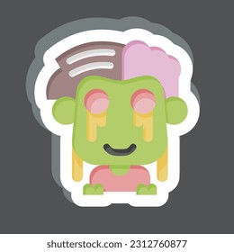 Sticker Zombie. related to Halloween symbol. simple design editable. simple illustration