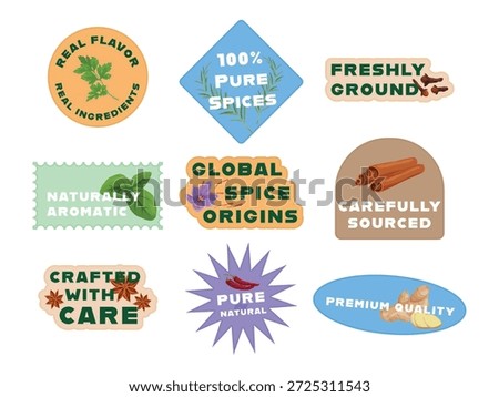 Stickering spices with designs that highlight their quality and origin in a bright and colorful layout