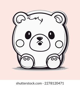 Sticker-like illustration of a baby bear