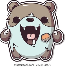 Sticker-like illustration of a baby bear