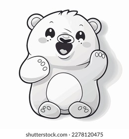 Sticker-like illustration of a baby bear