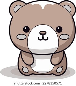 Sticker-like illustration of a baby bear