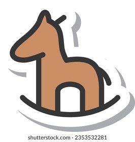 Sticker-like simple baby goods-related single item icon, wooden horse