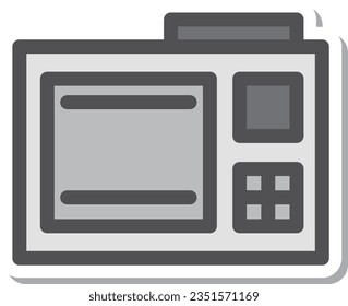 Sticker-like simple electrical appliance single item icon microwave oven
