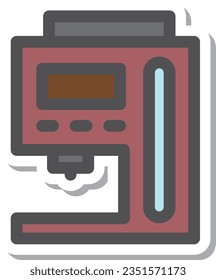 Máquina de café de un solo ícono de un dispositivo eléctrico parecido a un adhesivo