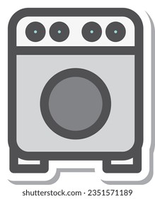 Máquina de lavado tipo tambor de un solo ícono de un aparato eléctrico parecido a un adhesivo