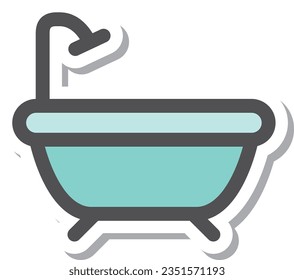 Sticker-like simple electrical appliances single item icon bathtub