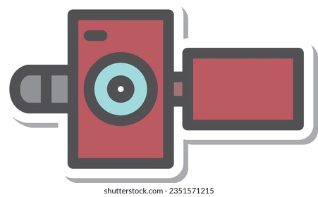 Cámara de vídeo de icono de un solo ícono de producto electrónico parecido a un adhesivo