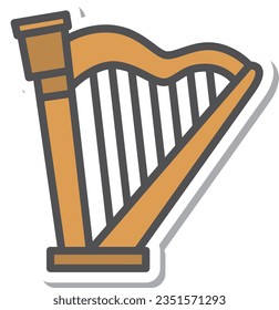 Sticker-like simple musical instrument single item icon harp