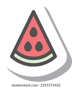Sticker-like simple vegetable single item icon watermelon triangular cross section