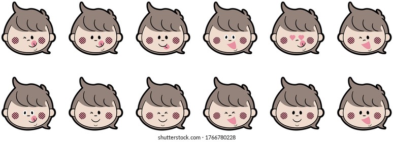 Sticker-like vector with various expressions