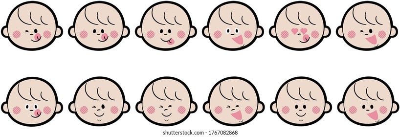 Sticker-like vector with various expressions