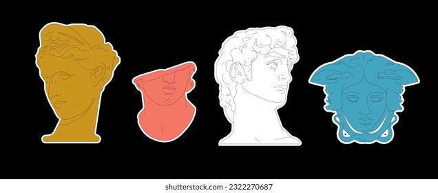 
Stickers of ancient Greek gods. Vector set