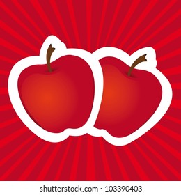 stickers apple red lines background, vector illustration