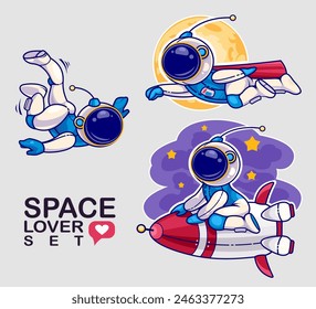 stickers with astronauts floating in space