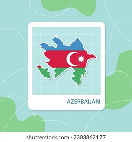 Mapa de pegatinas de Azerbaiyán con patrón de bandera en el marco.