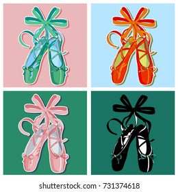 Stickers Ballet pointes. dance studio symbol - vector illustration.