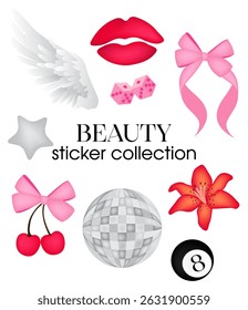 Stickers of beauty on a white background.