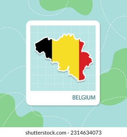 Stickers of Belgium map with flag pattern in frame.