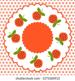 Stickers for cans with strawberry jam. Stock vector illustration. Print with berries.