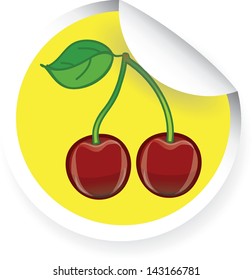 Stickers with cartoon cherry