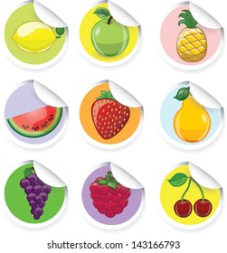 Stickers with cartoon fruits