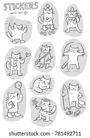 Stickers with cats characters