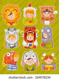 Stickers children dressed as animals set