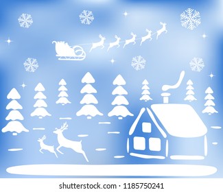 Stickers Christmas landscape for the holiday