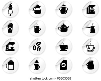 Stickers with coffee icons