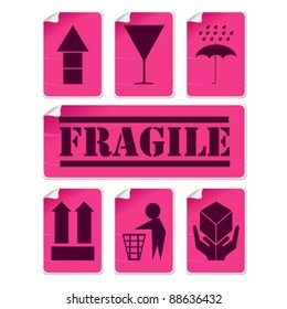 Stickers collection with glue marks and corner, isolated and grouped objects against white background