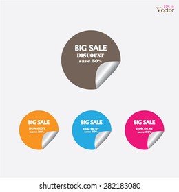 stickers with curled edge. Stickers on the theme of consumerism.vector illustration.