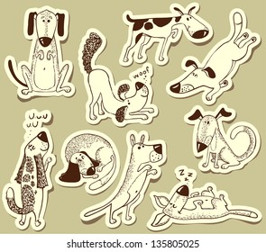 Stickers with cute dogs