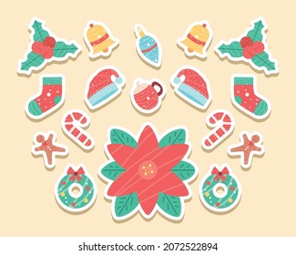 stickers decoration of christmas icons