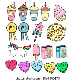 Stickers for diaries, vector pack. Love, animals, for the young. Beautiful set.