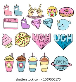 Stickers for diaries, vector pack, set. Love, animals, for the young.