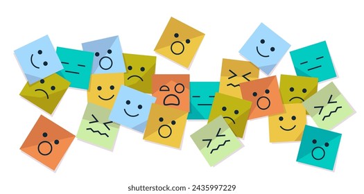 stickers with different emotions mental health awareness month banner horizontal