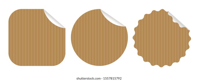 Stickers of different shapes of recycled laid paper