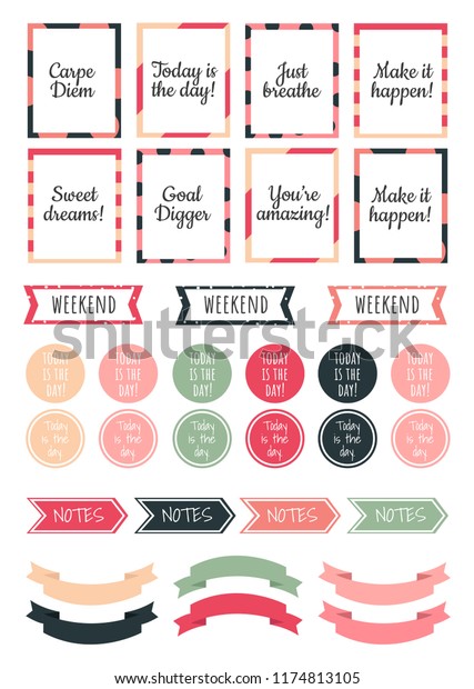 Stickers Electronic Planner Vector Mounted Printable Inventory Vector image about Stickers Printable titled Stickers Electronic Planner Vector Preset Printable Inventory Vector