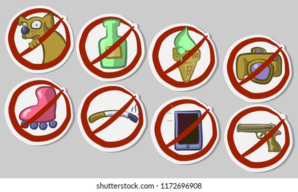 Stickers do not have an input, an entry is forbidden, one can not enter, a danger, a warning. Vector sticker