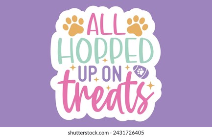 Stickers Easter Dog EPS Bundle ,Single Designs