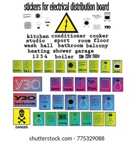 stickers for electrical distribution board consumer electrical safety, electricity, current protection